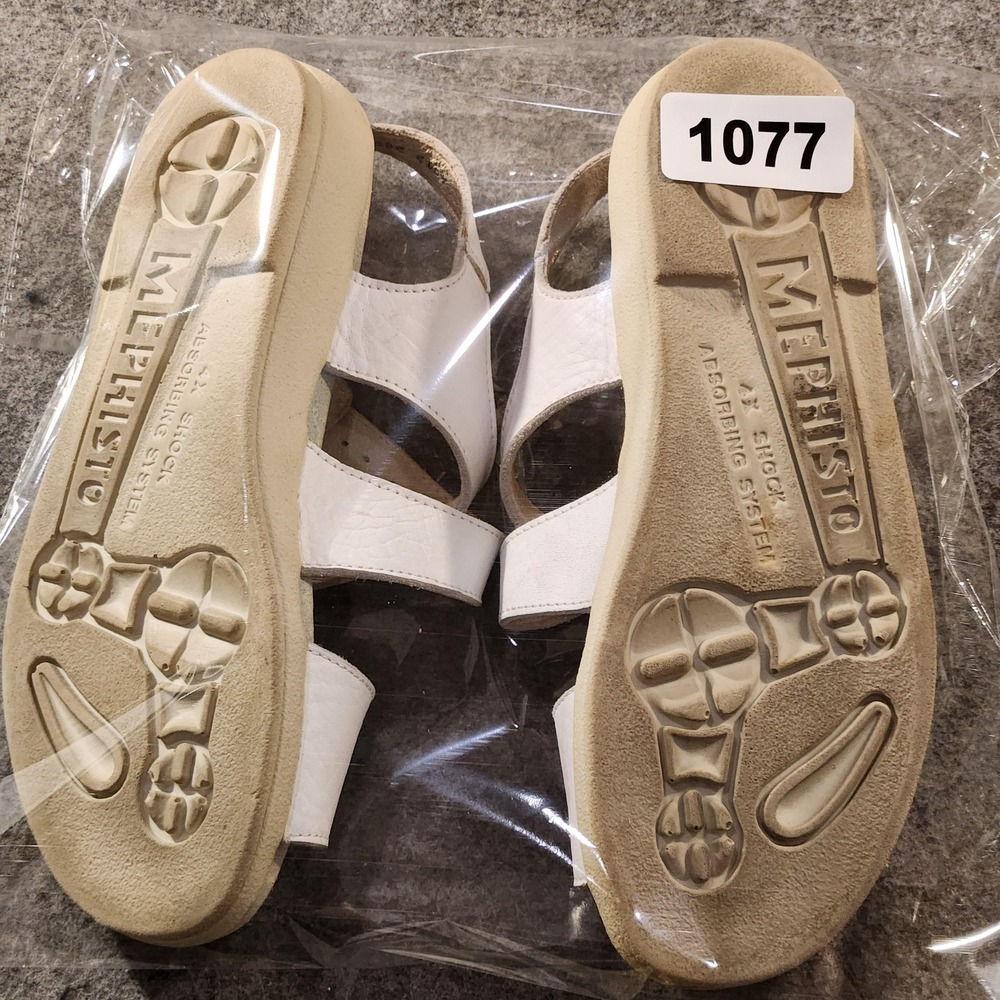 Mephisto Sandals Shoes Womens‎ Size 7.5 38 White Leather Strappy Comfort Wedge - Picture 10 of 10